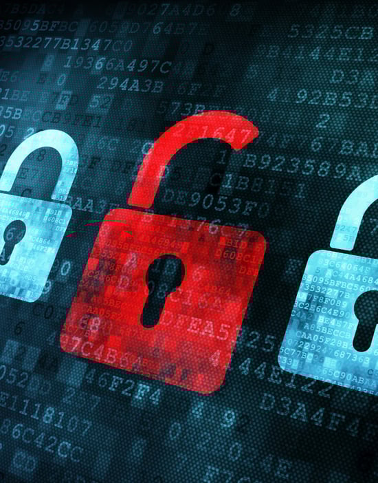 red open lock over data 